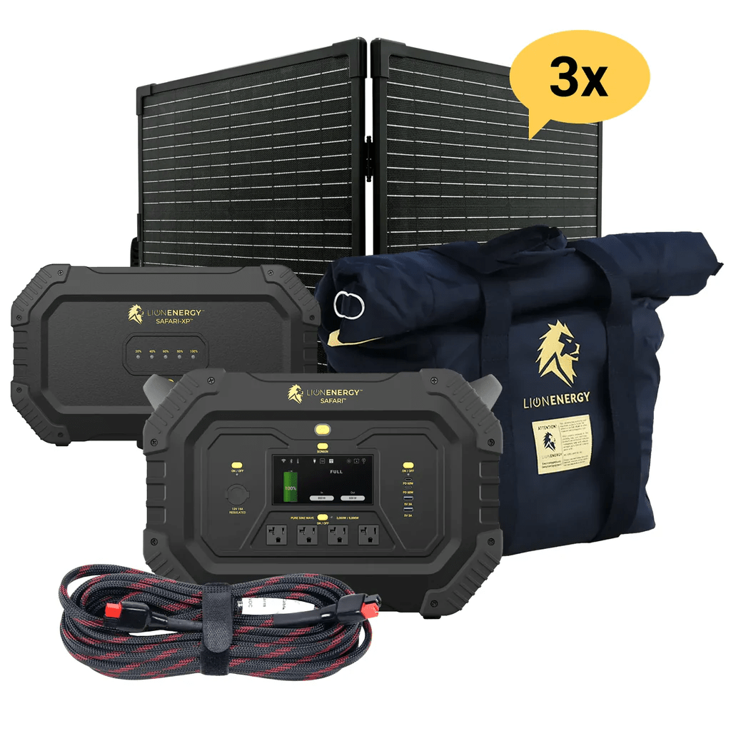 Lion Energy Safari XP Portable Power Station Bundle | Solar Generator Kit + Panels + EMP Bag - ShopSolar.com