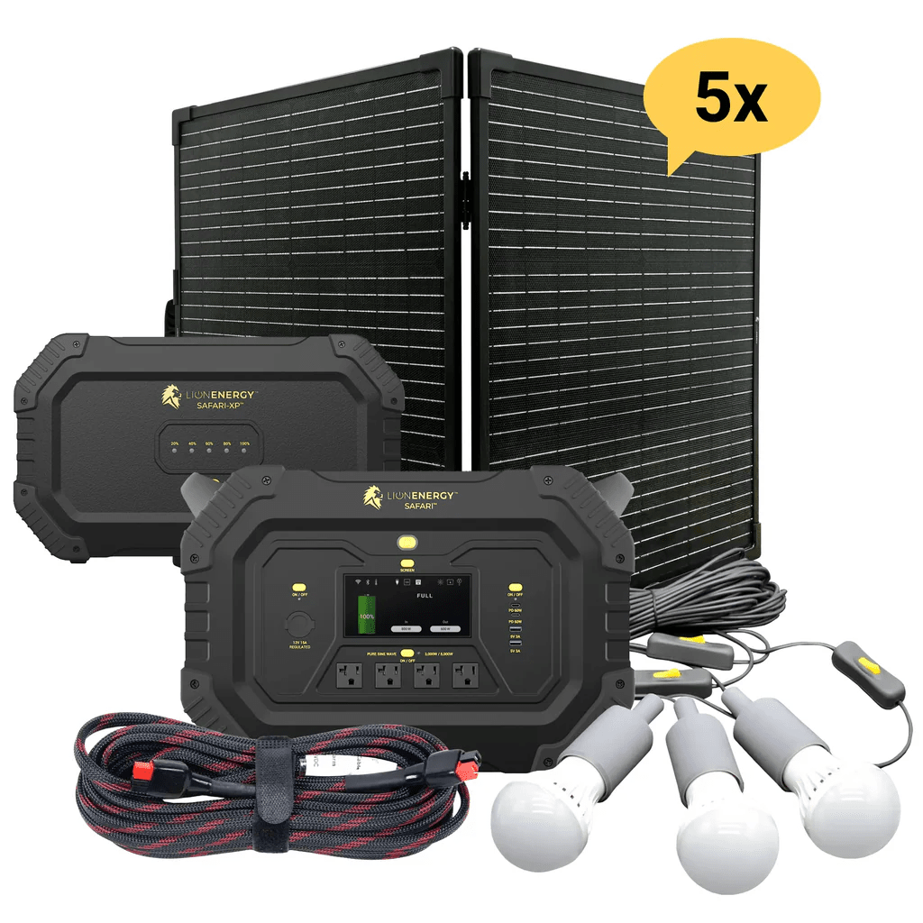 Lion Energy Safari XP Portable Power Station Bundle | Solar Generator Kit + Panels + EMP Bag - ShopSolar.com