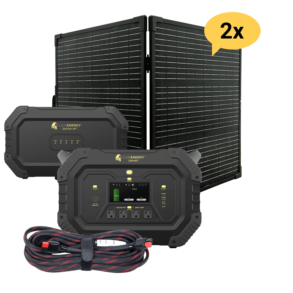 Lion Energy Safari XP Portable Power Station Bundle | Solar Generator Kit + Panels + EMP Bag - ShopSolar.com