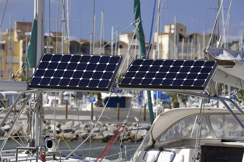 solar panel installation on a sailboat