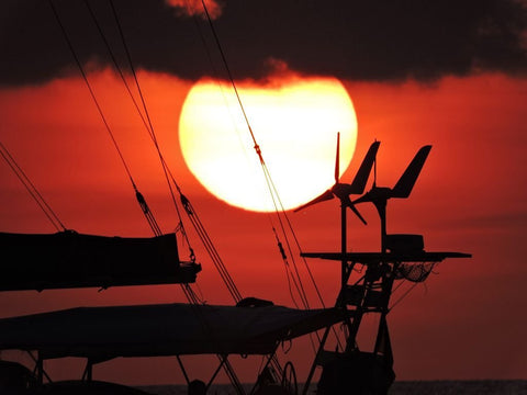 solar panels installation on a sailboat