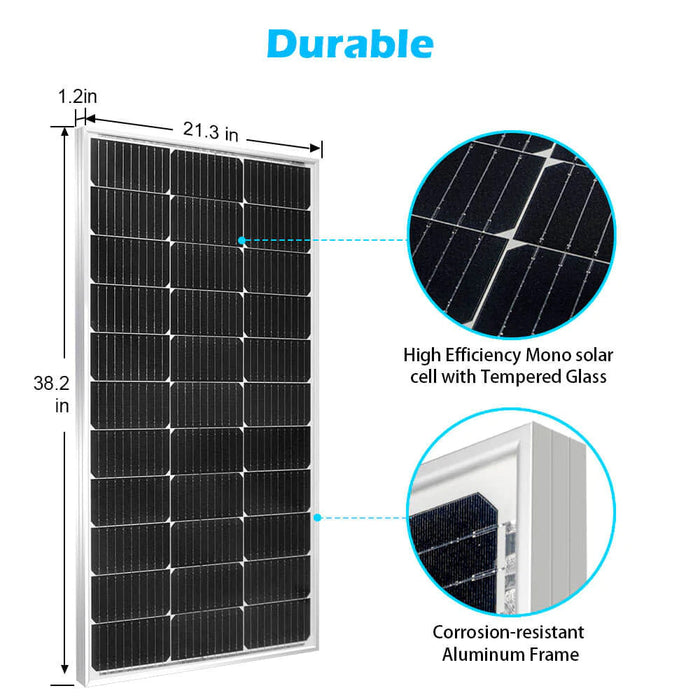 4 x SunGold Power 100 Watt Solar Panels - 12V Monocrystalline | High Efficiency | 25-Year Warranty - ShopSolar.com