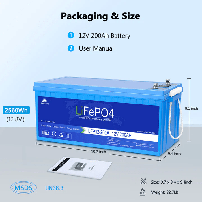 12V 100AH LiFePO4 Deep Cycle Lithium Battery / Bluetooth /Self-heating -  SunGoldPower