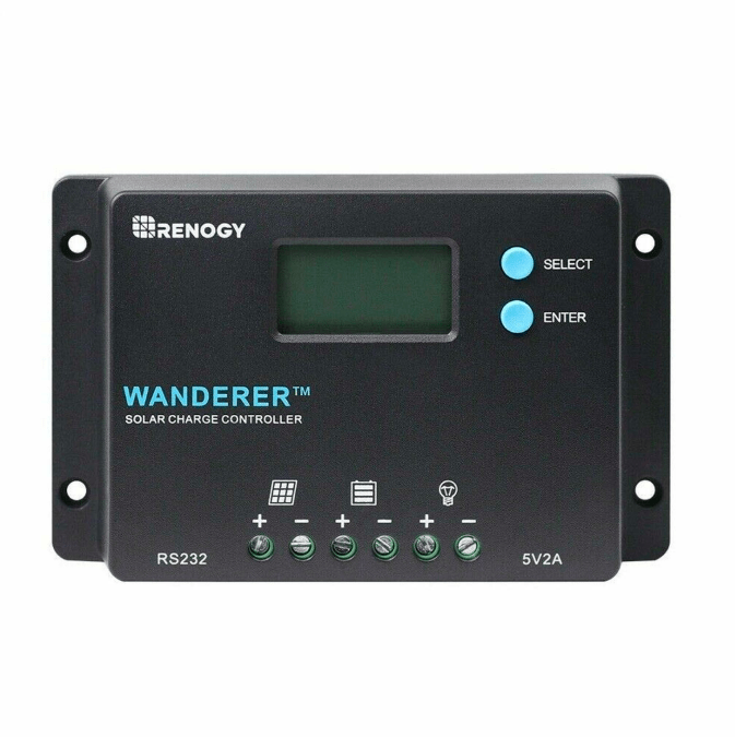 100 Watt 12V Mono Solar Starter Kit w/ Wanderer 10A Charge