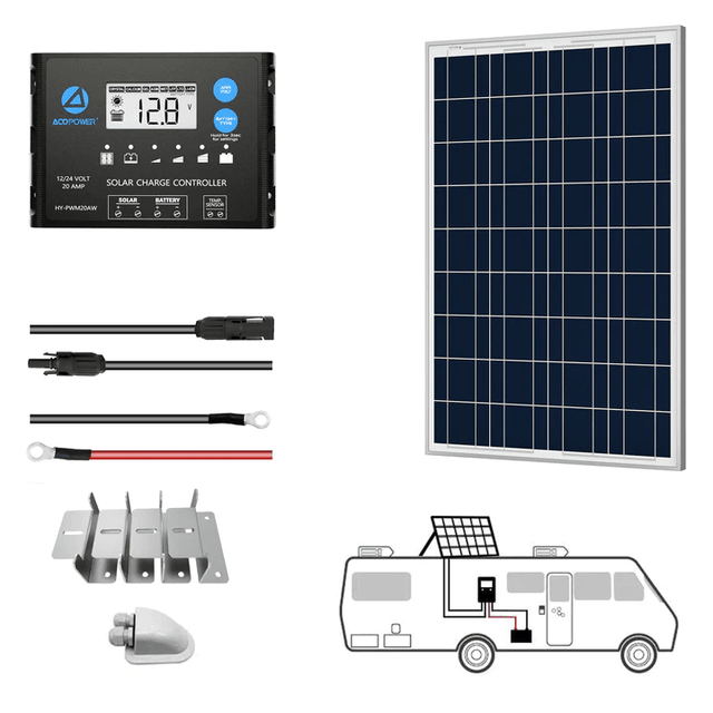 ACOPOWER 100W 12V Poly Solar RV Kits + Choose Your Custom Bundle | RV Solar Kit - ShopSolar.com