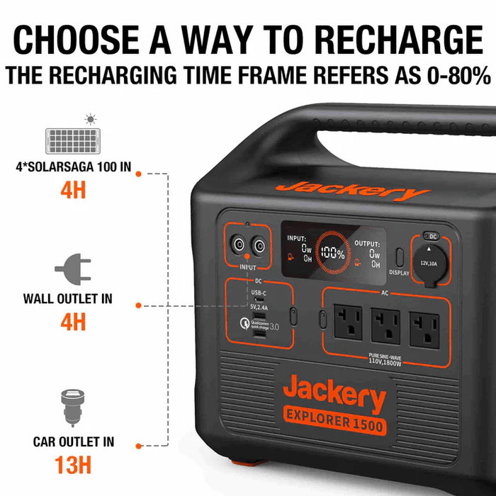 Jackery Explorer 1500 | 1,534Wh / 1,800W Portable Power Station + Choose Your Custom Bundle | Complete Solar Kit - ShopSolar.com