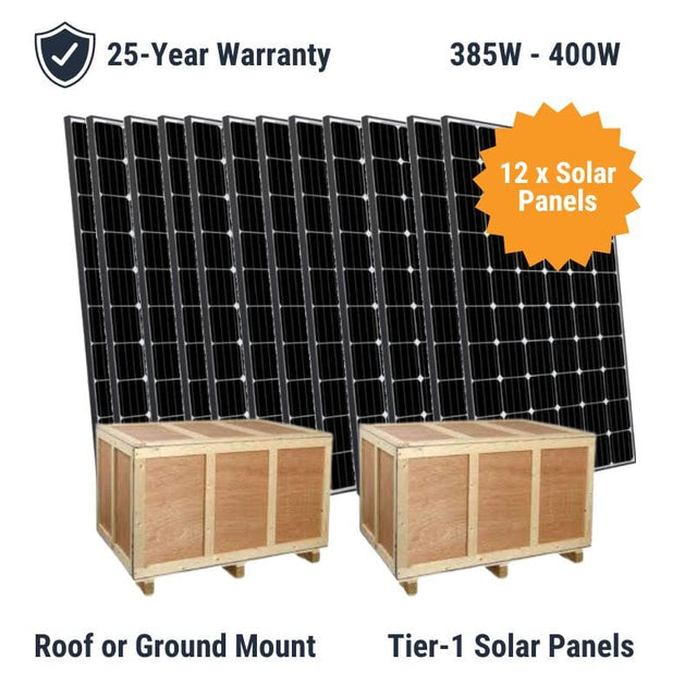 4.8kW Complete Solar Power System - Sol-Ark 12K + [14.3kWh-15.23kWh Lithium Battery Bank] + 12 x 400W Mono Solar Panels | Includes Schematic [BPK-MAX] - ShopSolar.com