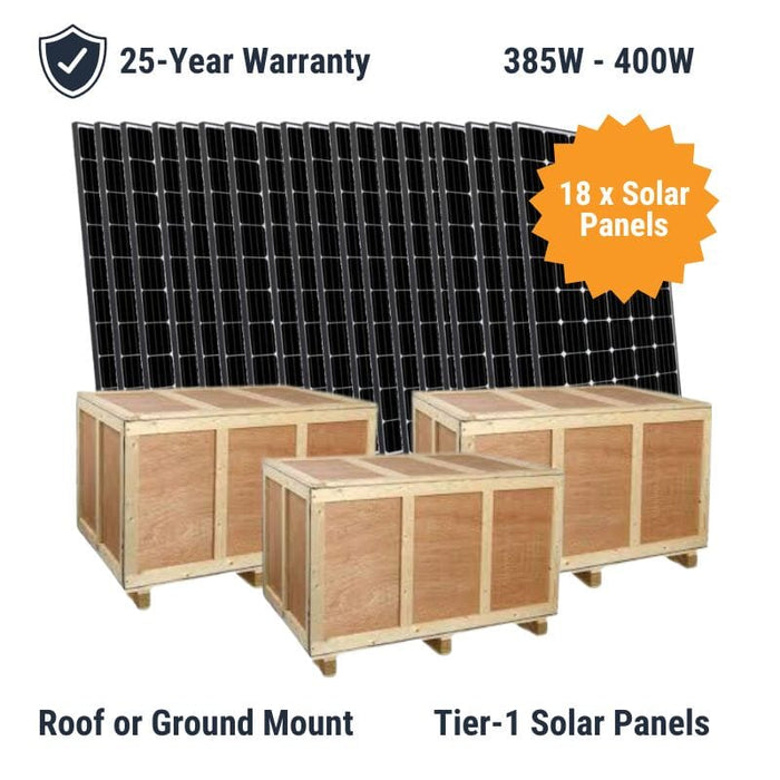7.2kW Complete Solar Power System - 12,000W 120/240V [19kWh-23.5kWh Lithium Battery Bank] + 18 x 400W Mono Solar Panels | Includes Schematic [OGK-MAX] - ShopSolar.com