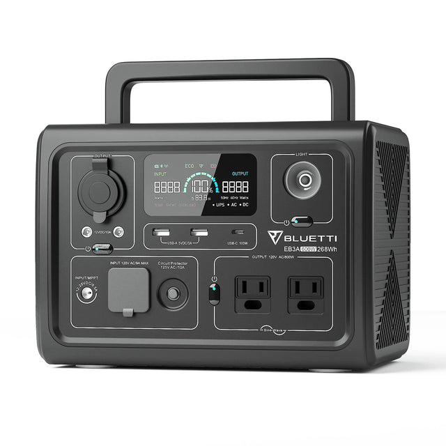 BLUETTI EB3A Portable Power Station | 600W / 268wH Lithium Battery - ShopSolar.com