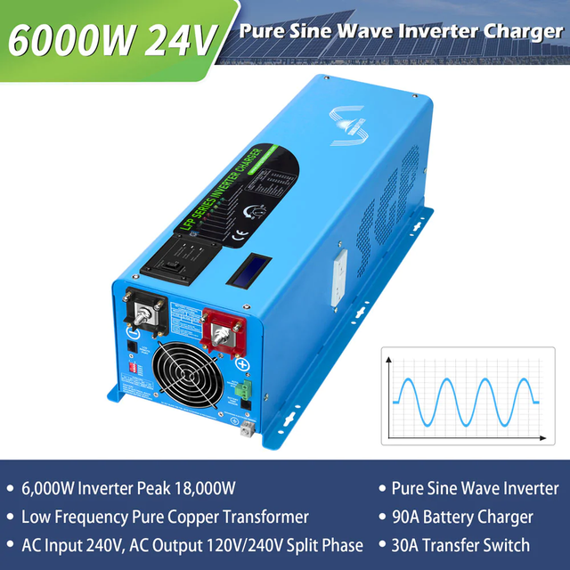 SunGold Power 6000 Watt 24V Split Phase 120/240 Pure Sine Wave Inverter Charger | Solar Power Inverter Charger - ShopSolar.com