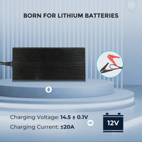 12V 20A AC-to-DC LFP Portable Battery Charger made for lithium batteries - ShopSolarKits.com