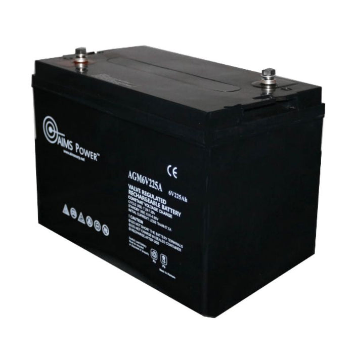 AIMS Heavy Duty AGM 6V 225Ah Deep Cycle Battery - ShopSolar.com