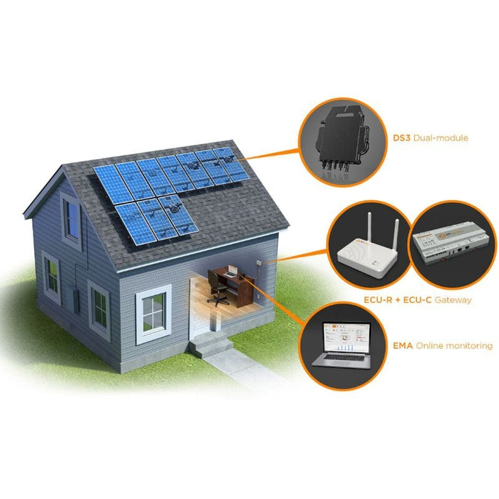 Complete Grid-Tie Solar Kit - [6 x 400 Watt] Tier-1 Solar Panels + 3 x DS3-S Microinverters | 2,400W of Solar + Includes Communication Gateway [MIK-PLUS] - ShopSolar.com
