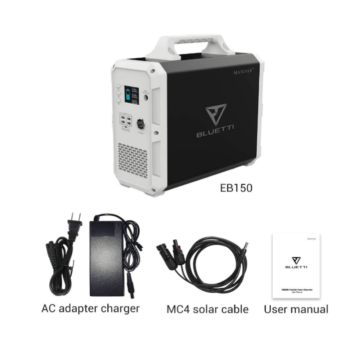 Bluetti Solar Generator [Black Edition] EB150 | 1500wH Portable Power Station - ShopSolar.com