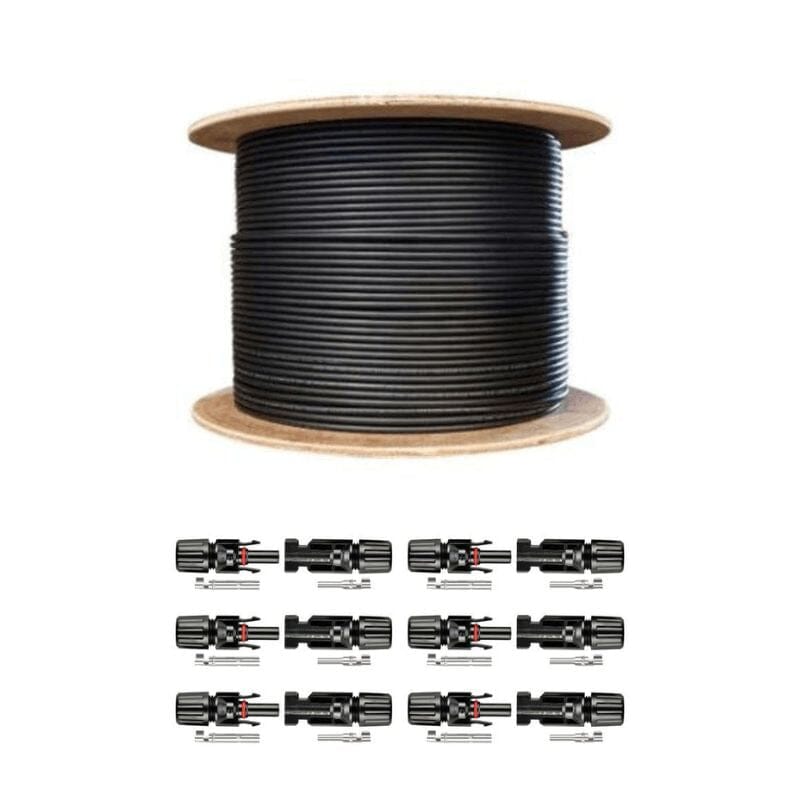 2 x 500 Ft. PV Reel Kit (Red & Black) + PV Connector Ends | 1,000 Ft. PV Extension Wire 600V | Includes PV Connector Ends - ShopSolar.com