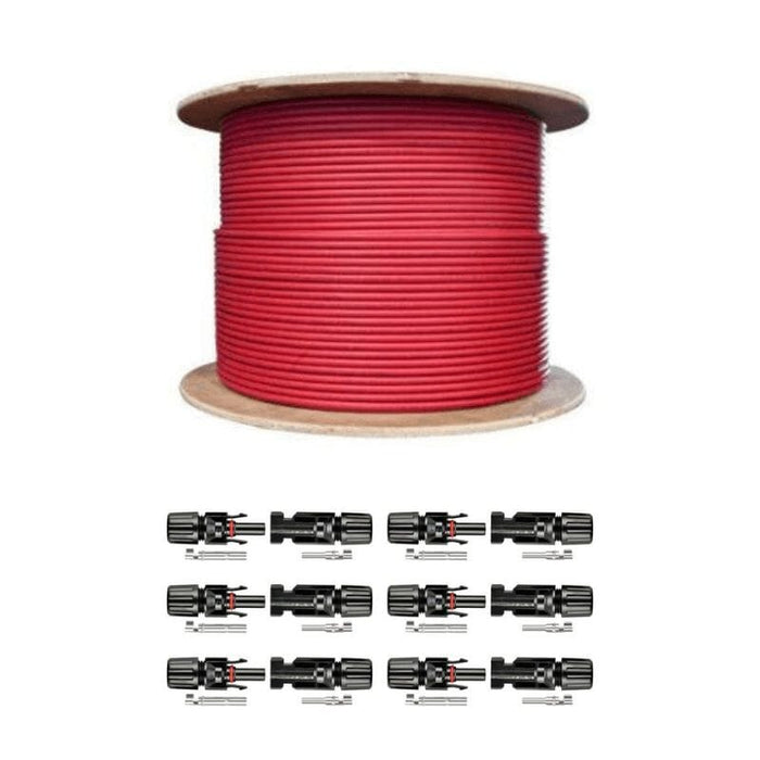 2 x 500 Ft. PV Reel Kit (Red & Black) + PV Connector Ends | 1,000 Ft. PV Extension Wire 600V | Includes PV Connector Ends - ShopSolar.com