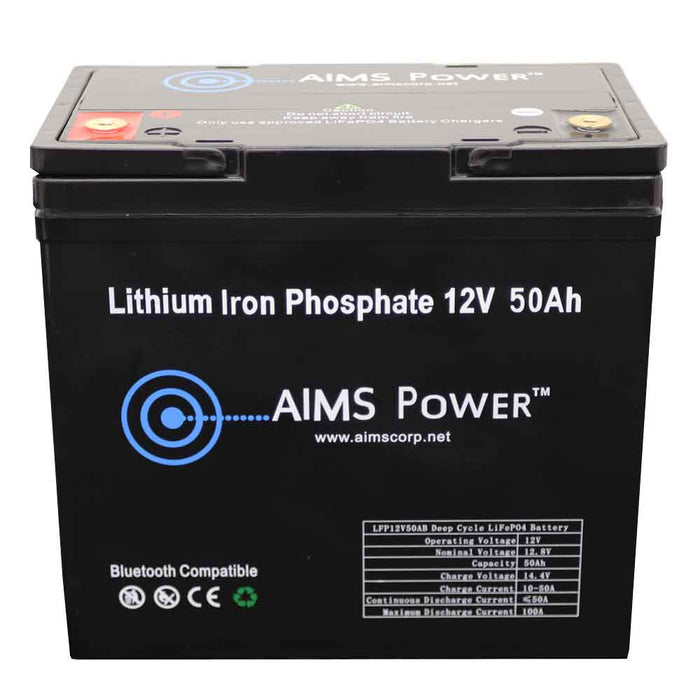 Lithium Battery 12V 50Ah LiFePO4 Lithium Iron Phosphate with Bluetooth Monitoring - ShopSolar.com
