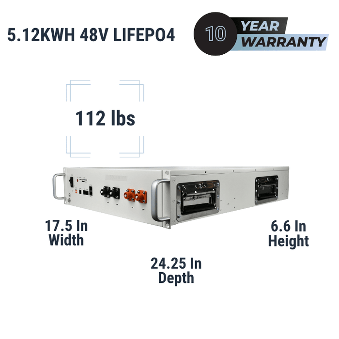 SRB-48V-100AH | 5.12kWh / 100Ah LFP Server Rack Battery | 10-Year Warranty - ShopSolarKits.com
