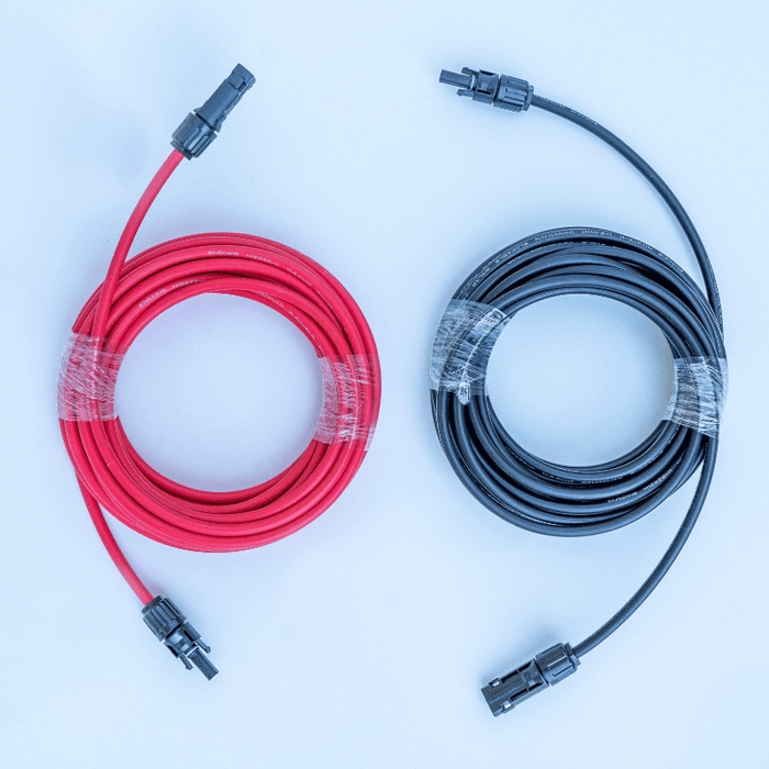Pair of Solar Panel Extension Cables Wire (Black & Red) | PV Extension Wire | 10 Guage (AWG) | 1 of Each | Choose Feet/Length - ShopSolarKits.com