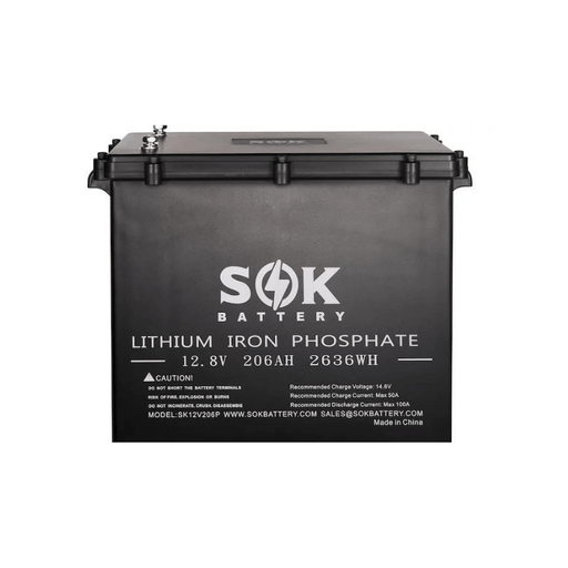 SOK Battery [Marine Grade] 12V 206Ah LiFePO4 Battery | Sealed Plastic Box | Lithium Solar Battery - ShopSolar.com