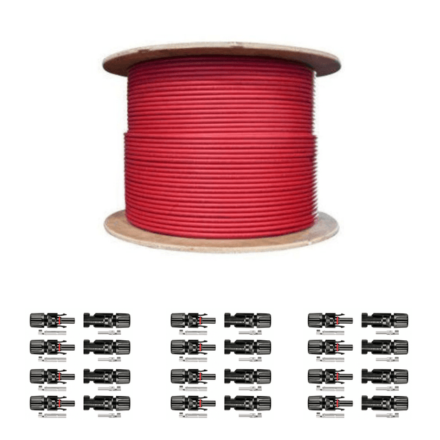 1 x 500 Ft PV Reel Kit | Black or Red | 10 Gauge Wire (AWG) | PV Extension Cable | Includes PV Connector Ends | Choose Length & Color - ShopSolar.com