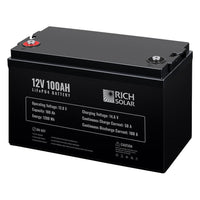 RICH 12V 100Ah LiFePO4 Lithium Iron Phosphate Battery | 10-Year Warranty - ShopSolarKits.com