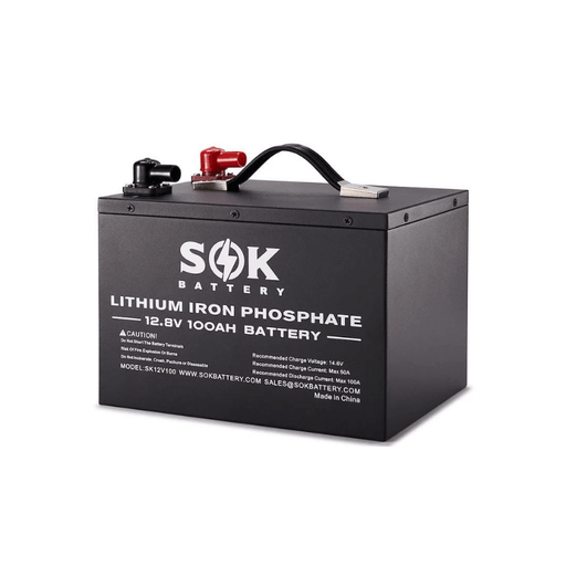 SOK 12V 100Ah LiFePO4 Battery Bluetooth & Built-in Heater (Pro) | 12V Systems Only* - ShopSolar.com