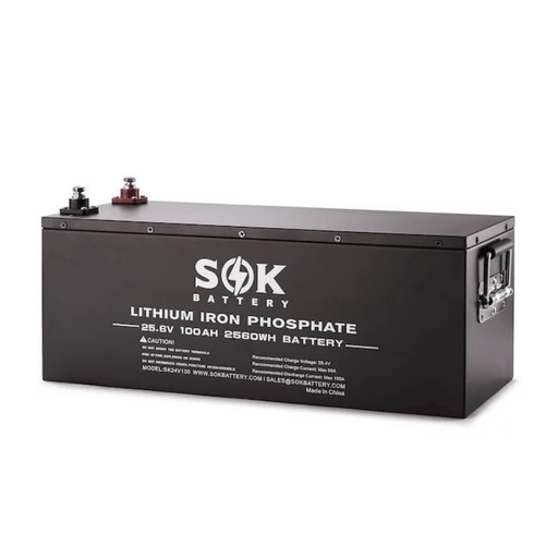 SOK Battery 24V 100Ah LiFePO4 Battery  2,560wH / 2.56kWh Lithium Sola -  ShopSolar.com