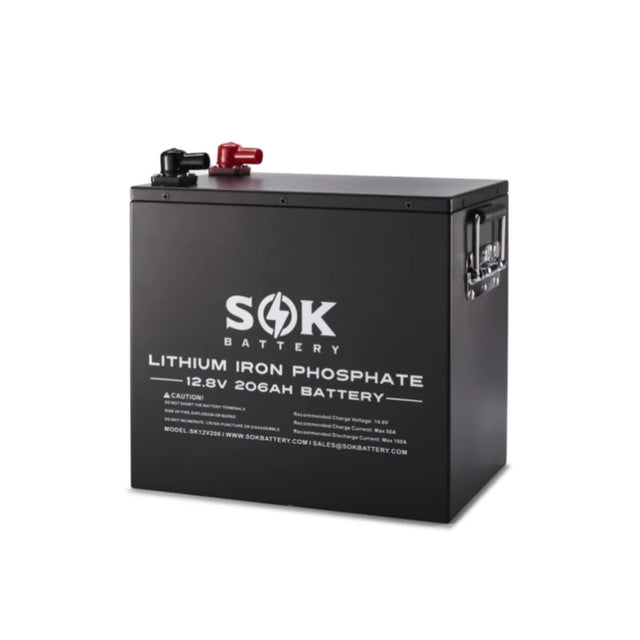 SOK Battery [206Ah] 12V LiFePO4 Deep Cycle Lithium Solar Battery - ShopSolarKits.com