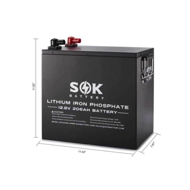 SOK Battery [206Ah] 12V LiFePO4 Deep Cycle Lithium Solar Battery - ShopSolarKits.com