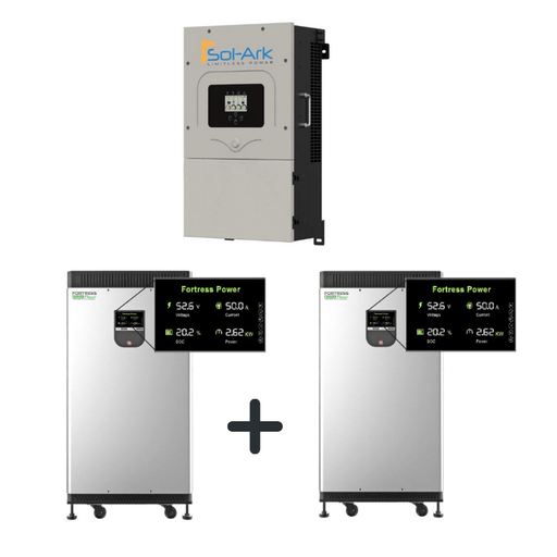 Sol-Ark 12K + 2 x Fortress eVault 18.5kWh MAX Kit | 120/240 48V [All-In-One] Pre-Wired Hybrid Inverter + 37kWh of Lithium Battery Bank | 10 Year Warranty - ShopSolar.com