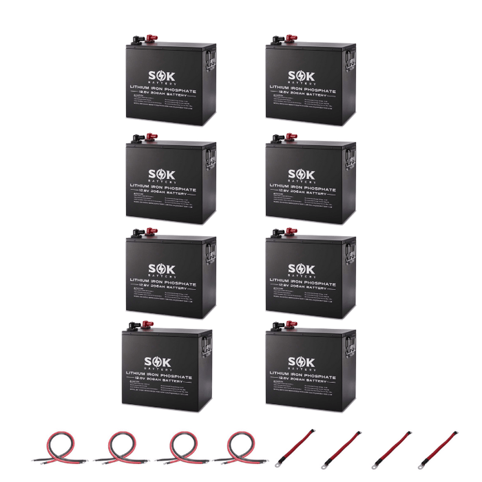 8 x SOK Battery 206Ah 12V LiFePO4 Deep Cycle Batteries | 8 x 2,636wH Lithium Solar Batteries | 1,648Ah / 21.08kWh - ShopSolar.com