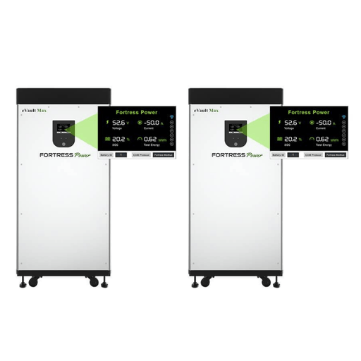 2 x Fortress Power eVault [MAX] 18.5kWh Batteries | 37kWh of Lithium Battery Bank | 10-Year Warranty - ShopSolar.com