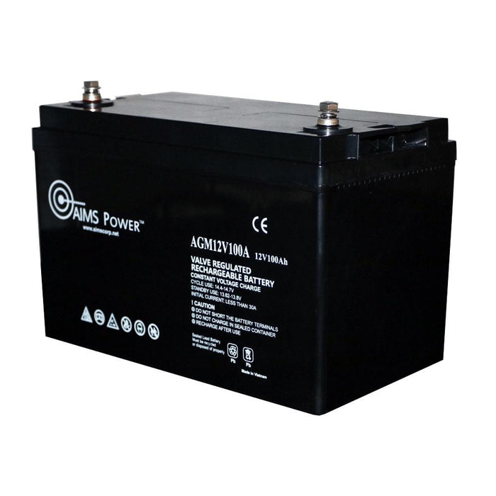 AIMS AGM 12V 100Ah Deep Cycle Battery Heavy Duty Solar Battery