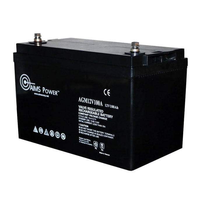 *[Open Box]* AIMS AGM 12V 100Ah Deep Cycle Battery Heavy Duty Solar Battery - ShopSolar.com