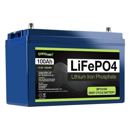 ExpertPower 12V 100Ah Lithium LiFePO4 Deep Cycle Rechargeable Battery | 2500-7000 Life Cycles | Built-in BMS + Free Shipping - Shop Solar Kits