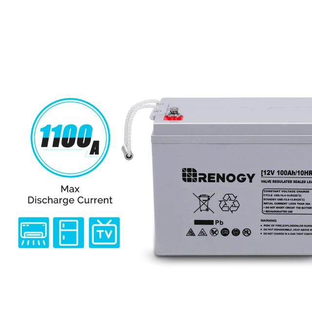 Renogy Deep Cycle AGM Battery 12 Volt 100Ah | RNG-BATT-AGM12-100 + Free Shipping - Shop Solar Kits