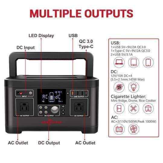 ROCKPALS 500 [Updated Version] Portable Solar Generator | Portable Power Station RP500W Rockpals