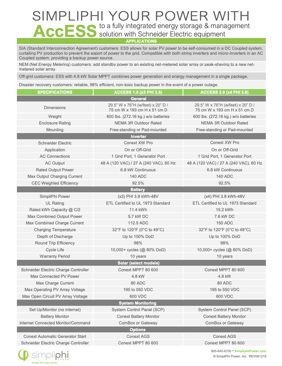 Simpliphi AccESS w/ 3 x Phi 3.8 kWh Batteries & CC | A-3PHI-CC-SCH A-3PHI-CC-SCH Simpliphi